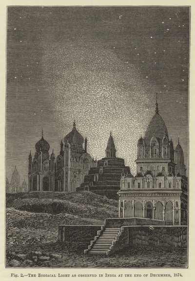 Das Zodiakallicht, beobachtet in Indien Ende Dezember 1874 von English School