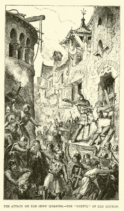 Der Angriff auf das Judenviertel, das Ghetto des alten London von English School