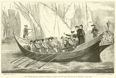 Die Bischöfe hatten die barbarische Neugier, den Baron mit seinem Ruder in der Hand zu sehen von English School