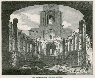 Das Brennen der St. Annes Kirche in Limehouse von English School