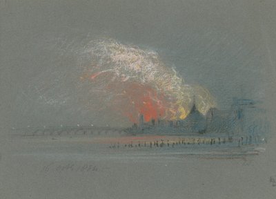Der Brand der Parlamentsgebäude, 16. Oktober 1834 von English School