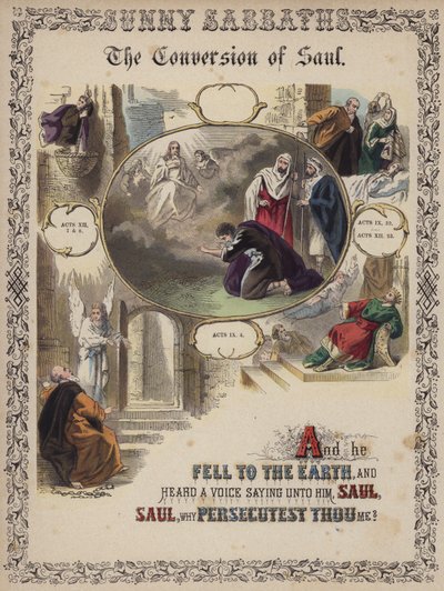 Die Bekehrung des Saulus (farbige Gravur) von English School
