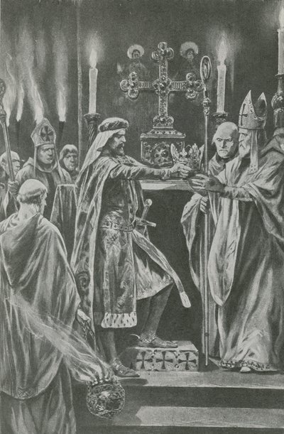 Der Kreuzritter erhält die Krone von English School