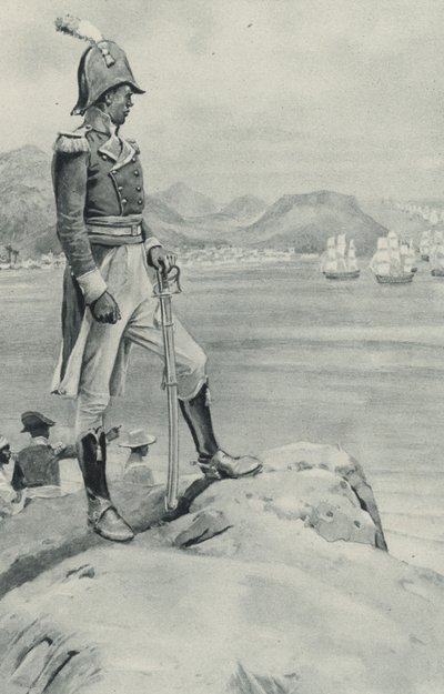 Der Tod des armen Toussaint Louverture naht, der schwarze Anführer beobachtet die kommende Flotte, die Napoleon zu seiner Zerstörung geschickt hat von English School