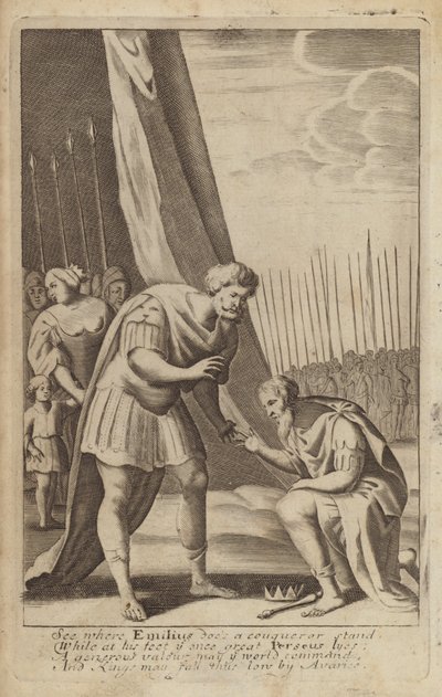 Der besiegte Perseus zu Füßen von Lucius Aemilius Paullus in den Makedonischen Kriegen von English School