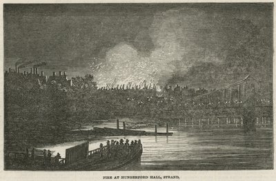 Die Zerstörung von Hungerford Hall durch Feuer, Strand, London von English School