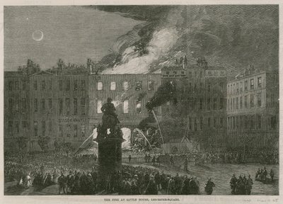 Das Feuer im Savile House, Leicester Square, London von English School