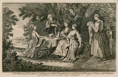 Die Wahrsagerin beim Kaffeesatzlesen nach einem Originalgemälde in den Vauxhall-Gärten, London von English School