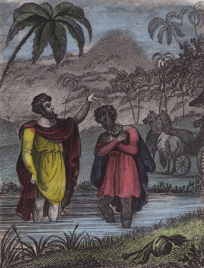 Der heilige Eunuch, als er getauft wurde ... (farbige Gravur) von English School