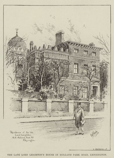 Das Haus des verstorbenen Lord Leighton in Holland Park Road, Kensington (Gravur) von English School