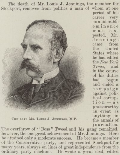 Der verstorbene Mr. Louis J Jennings, MP von English School