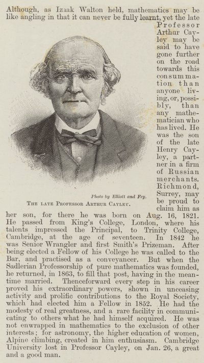 Der verstorbene Professor Arthur Cayley von English School