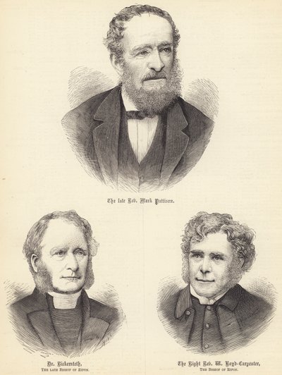 Der verstorbene Reverend Mark Pattison, Dr Rickersteth, der verstorbene Bischof von Ripon, der Rechte Reverend von English School