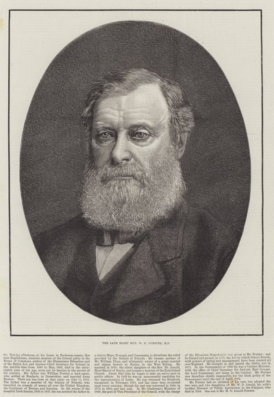 Der verstorbene ehrenwerte W E Forster, MP (Stich) von English School