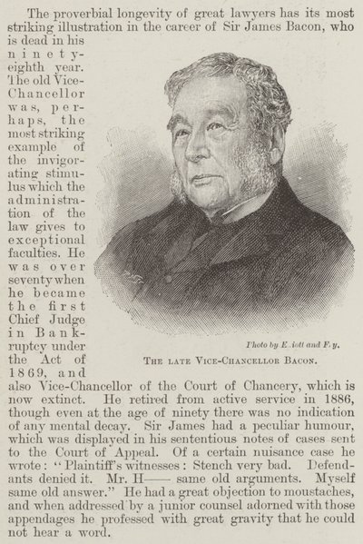 Der verstorbene Vizekanzler Bacon (Gravur) von English School