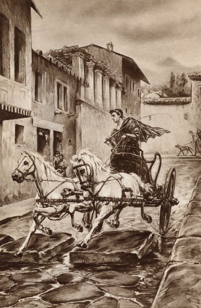 Das Leben einer Straße in Pompeji in den großen Tagen, bevor die Stadt verschwand (Farblithografie) von English School