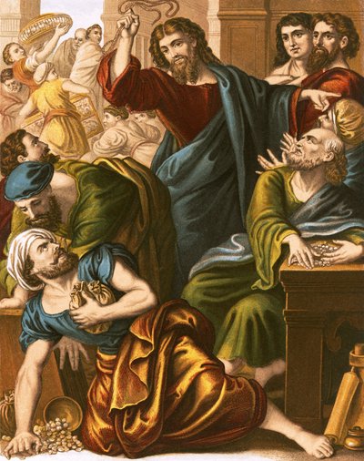 Die Geldwechsler aus dem Tempel vertrieben von English School
