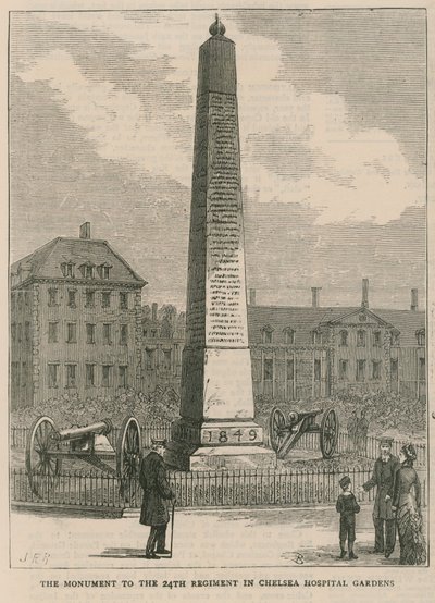 Das Denkmal für das 24. Regiment in den Gärten des Chelsea Hospital von English School