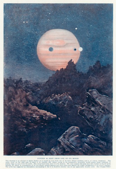 Der Planet Jupiter, gesehen von einem seiner Monde von English School