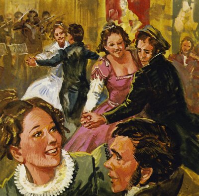 Der beliebte Tanz der Zeit war ein Zweischritt-Walzer, bekannt als der Lander von English School