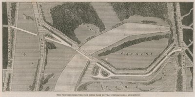 Die vorgeschlagene Straße durch den Hyde Park zur Internationalen Ausstellung von English School