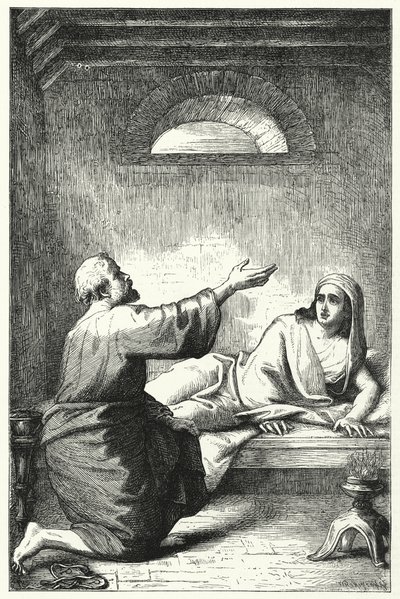 Die Erweckung der Dorcas (Gravur) von English School