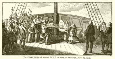 Die Erschießung von Admiral Byng an Bord der Monarque, 14. März 1757 von English School