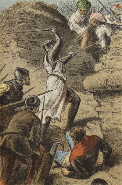 Die Belagerung der Heiligen Stadt (farbige Gravur) von English School