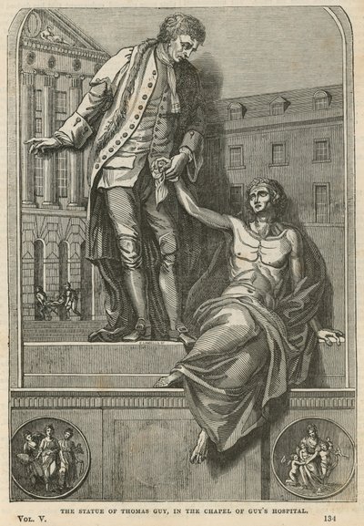 Die Statue von Thomas Guy in der Kapelle des Guys Hospital von English School
