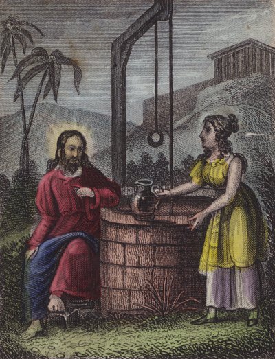 Die Frau, die Wasser holen kam ... (farbige Gravur) von English School