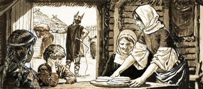 Die Frauen von Linby backen Fladenbrot von English School
