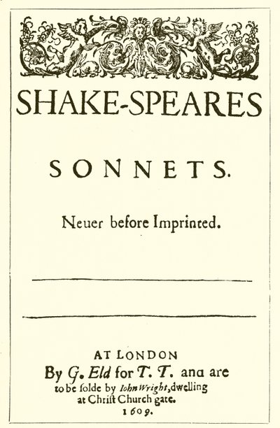 Titelseite von Shakespeares Sonetten, 1609 von English School