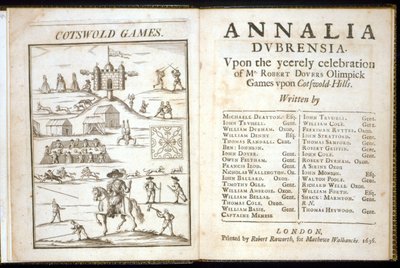 Titelseite für Annalia Dubrensia: Upon the Yeerely celebration of Mr. Robert Dovers Olimpick Games upon Cotswold Hills, 1636 von English School