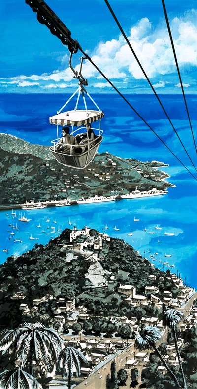 Touristen nutzen die Seilbahn auf den Jungferninseln von English School