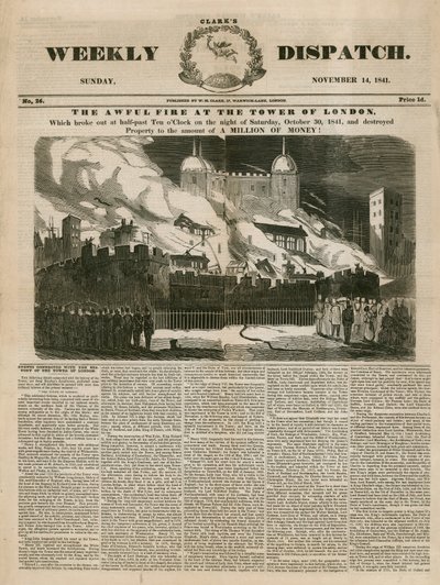 Tower von London Feuer, 1841 von English School