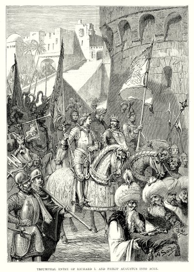 Triumphaler Einzug von Richard I. und Philipp August in Akkon von English School