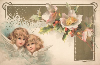 Zwei Putten auf einer Weihnachtskarte von English School