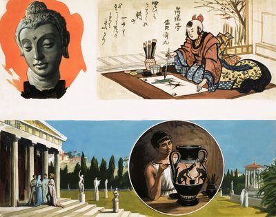 Unidentifizierte Montage über antike Artefakte von English School