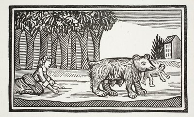 Valentin und Orson, Illustration aus Chap-books of the Eighteenth Century von John Ashton, veröffentlicht 1882 von English School