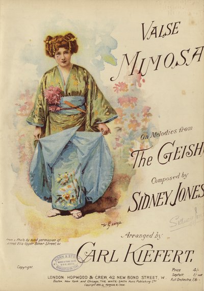 Valse Mimosa, auf Melodien aus The Geisha, komponiert von Sidney Jones und arrangiert von Carl Kiefert von English School