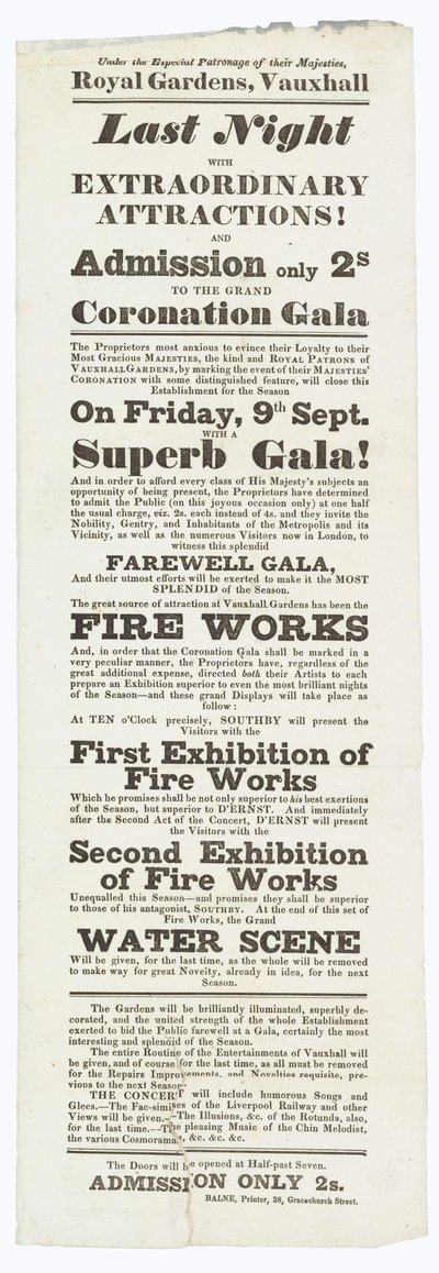 Vauxhall Gardens, Werbung von English School
