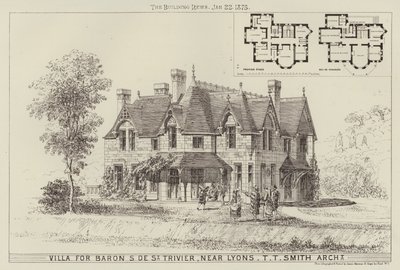 Villa für Baron S de St Trivier, in der Nähe von Lyon (Stich) von English School