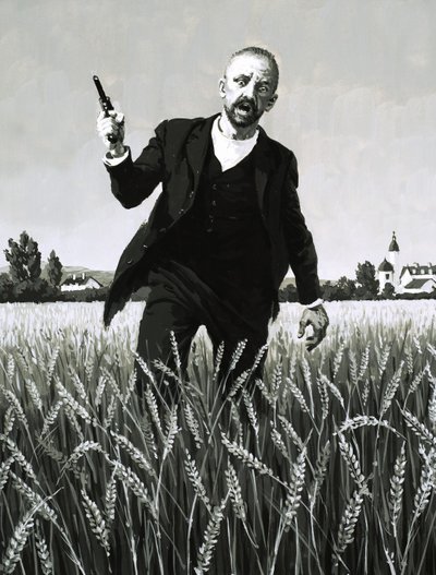 Vincent Van Gogh geht durch ein Weizenfeld in den Tod von English School