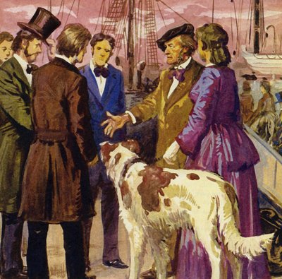 Wagner und seine Frau und sein Hund machten sich auf den Weg nach London von English School