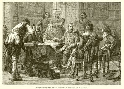 Wallenstein und Tilly halten Kriegsrat (1626) von English School