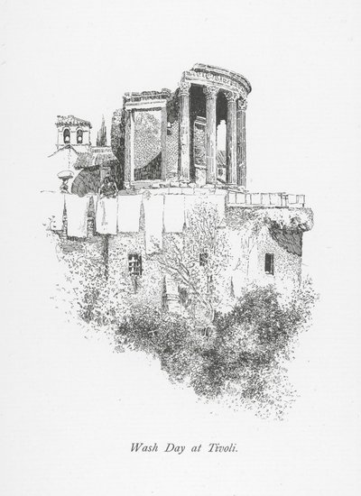 Waschtag in Tivoli (Lithografie) von English School