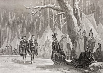 Washington und Gist besuchen die Indianerkönigin Alliquippa, aus 