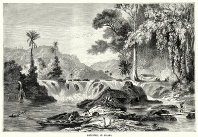 Wasserfall in Guiana (Gravur) von English School