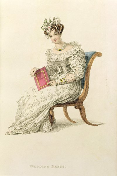 Hochzeitskleid, Modeplatte aus Ackermanns Repository of Arts von English School