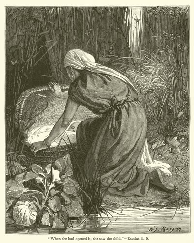 "Als sie es öffnete, sah sie das Kind", Exodus, ii, 6 von English School